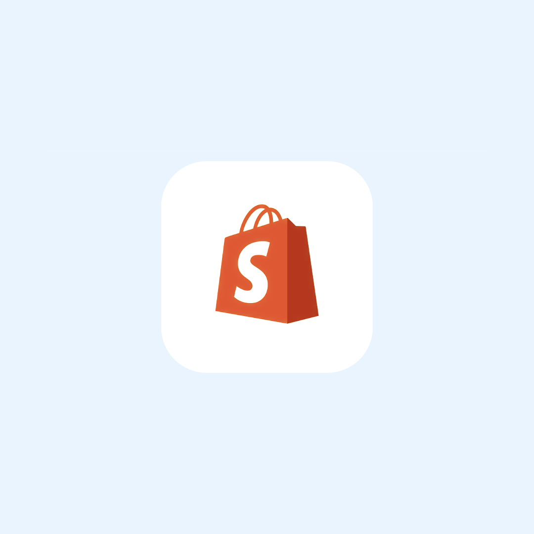 Shopify support-ikon, der symboliserer Shopifys omfattende kundesupport, som er tilgængelig 24/7 via chat, e-mail og telefon for at hjælpe webshop-ejere. Ikonet viser en rød shoppingtaske med et ‘S